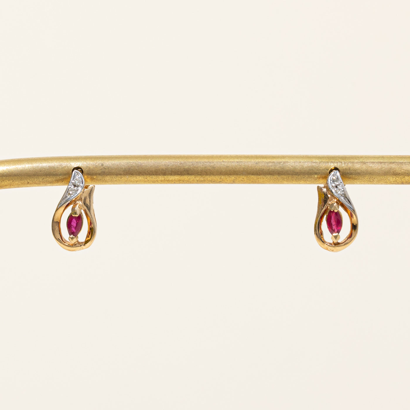 Ruby & Diamond Earrings | 0.12ctw, 0.02ctw |