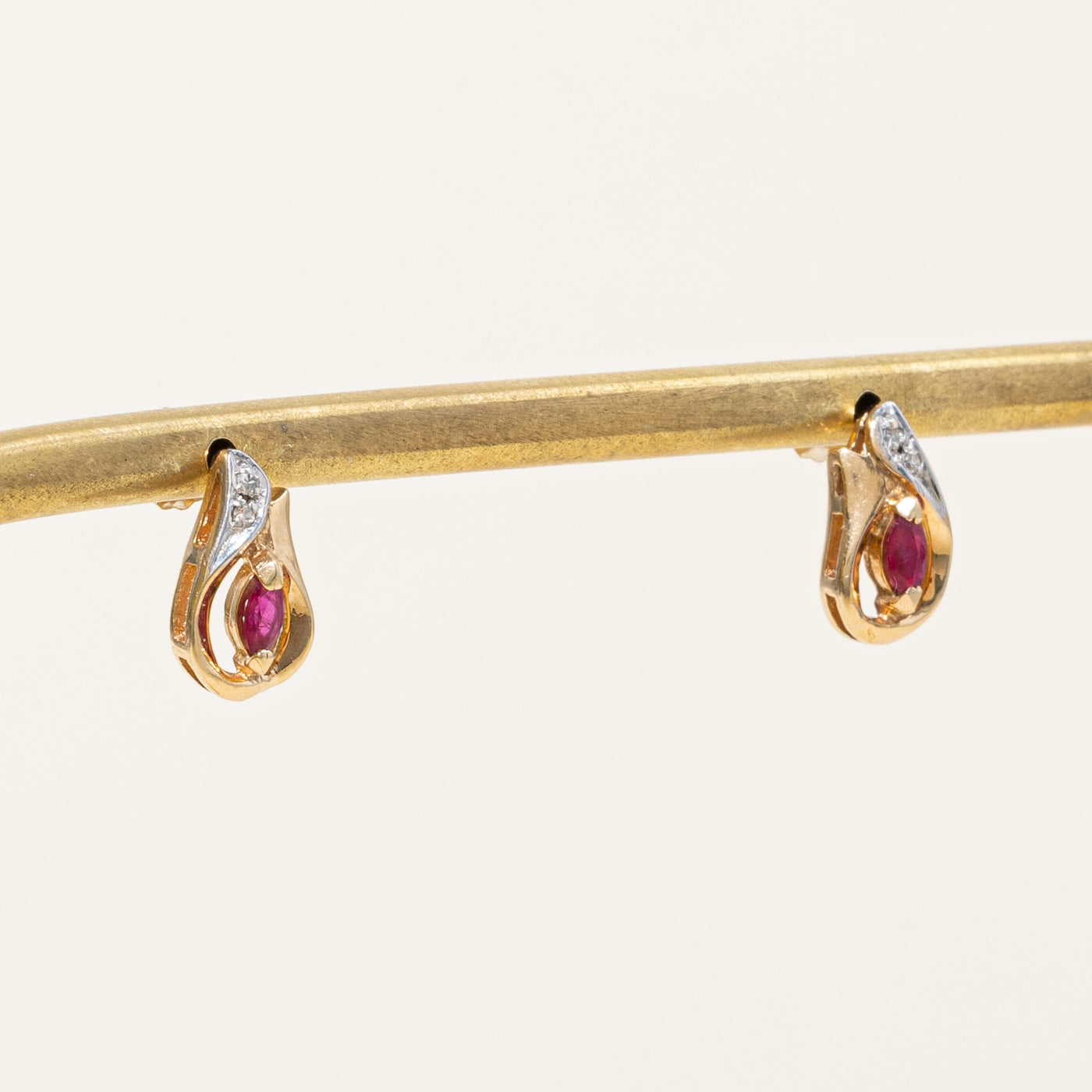 Ruby & Diamond Earrings | 0.12ctw, 0.02ctw |