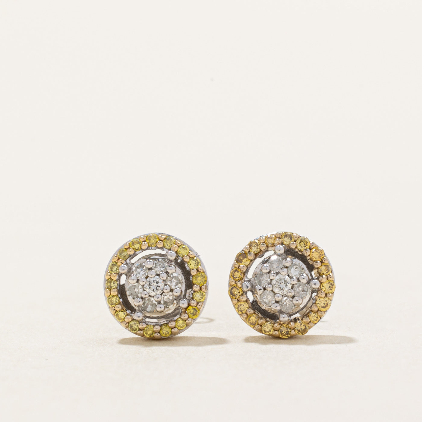 Yellow & White Diamond Earrings | 0.17ctw, 0.08ctw |