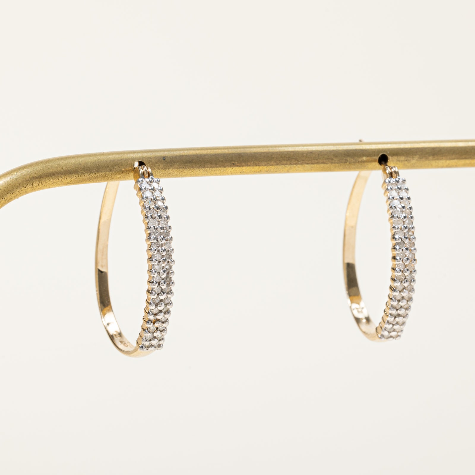 Cluster Diamond Hoop 10k Earrings | 0.51ctw |