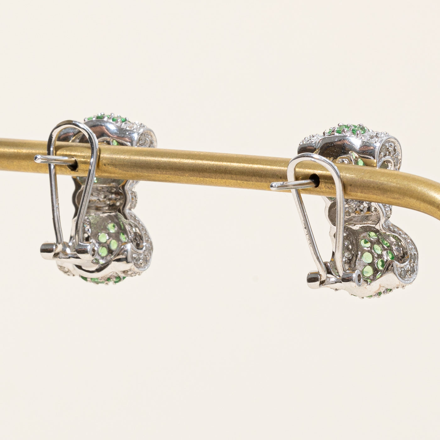 Tsavorite Garnet & Diamond Bow Earrings | 1.60ctw, 0.66ctw |