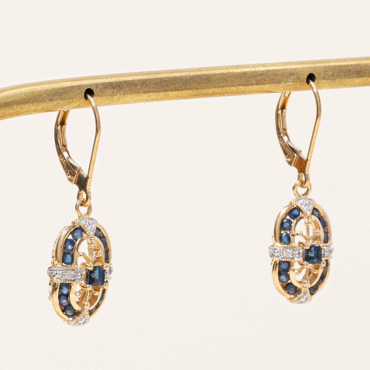 Sapphire & Diamond Drop Earrings | 0.76ctw, 0.02ctw |