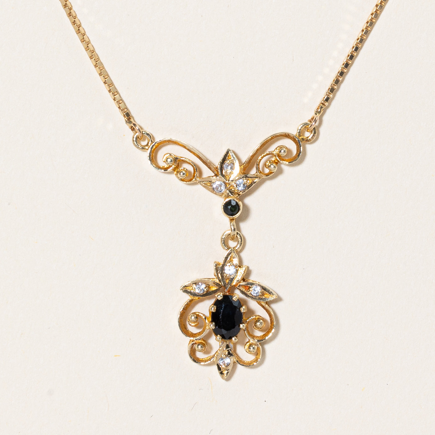 Natural Sapphire & Synthetic Spinel Pendant Necklace | 0.75ctw | 16" |