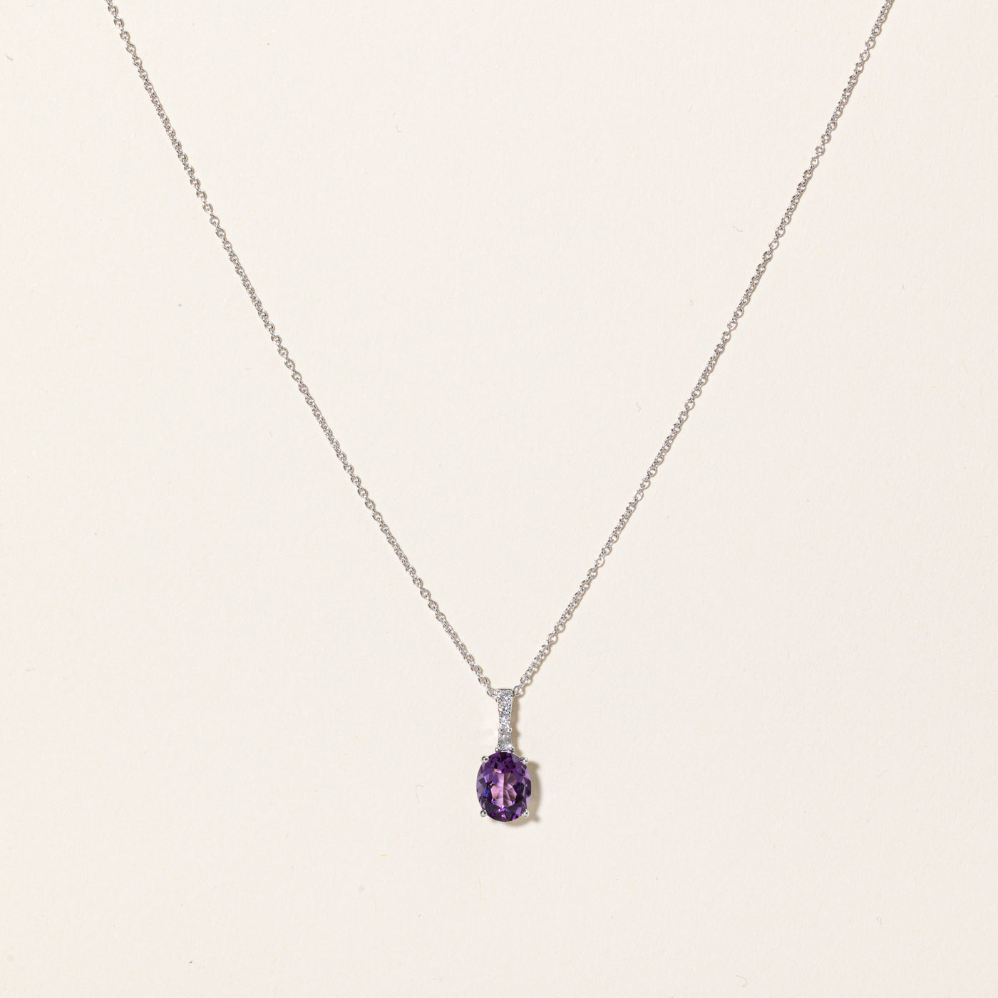 Amethyst & Diamond Pendant Necklace | 1.40ct, 0.05ctw | 20" |
