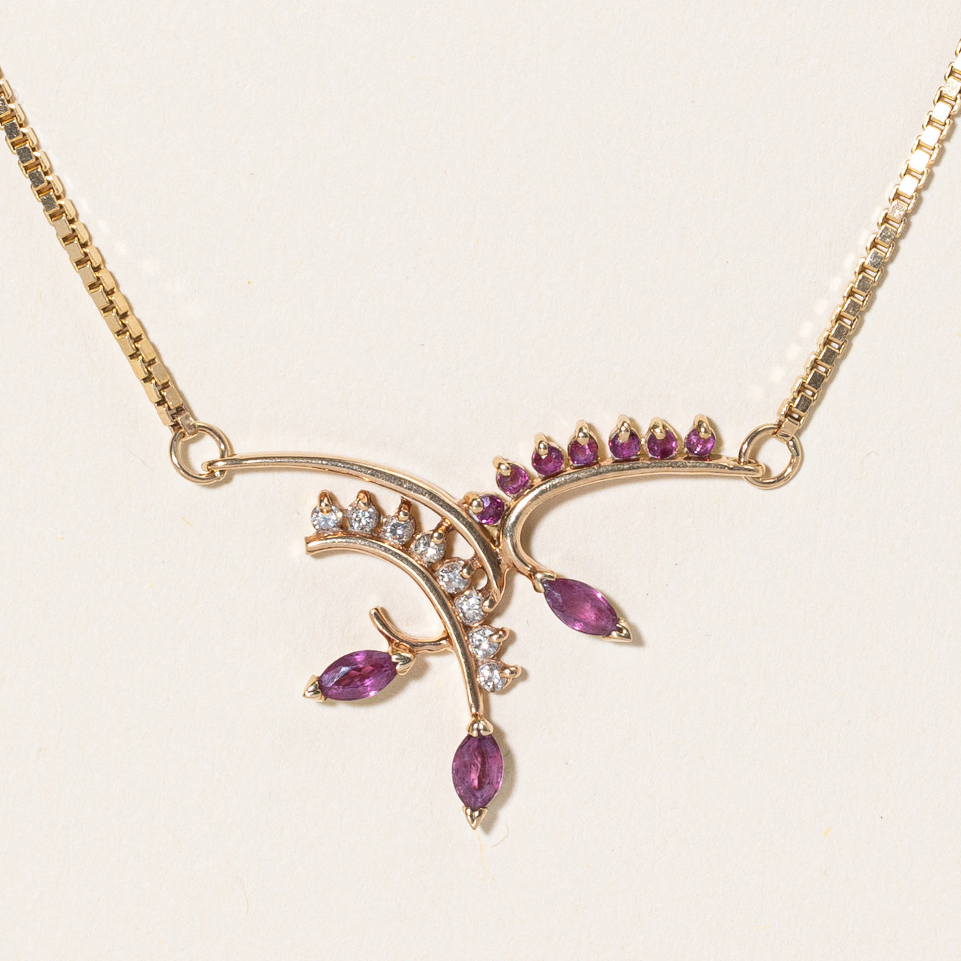 Ruby & Diamond Pendant Necklace | 0.80ctw, 0.16ctw | 18" |