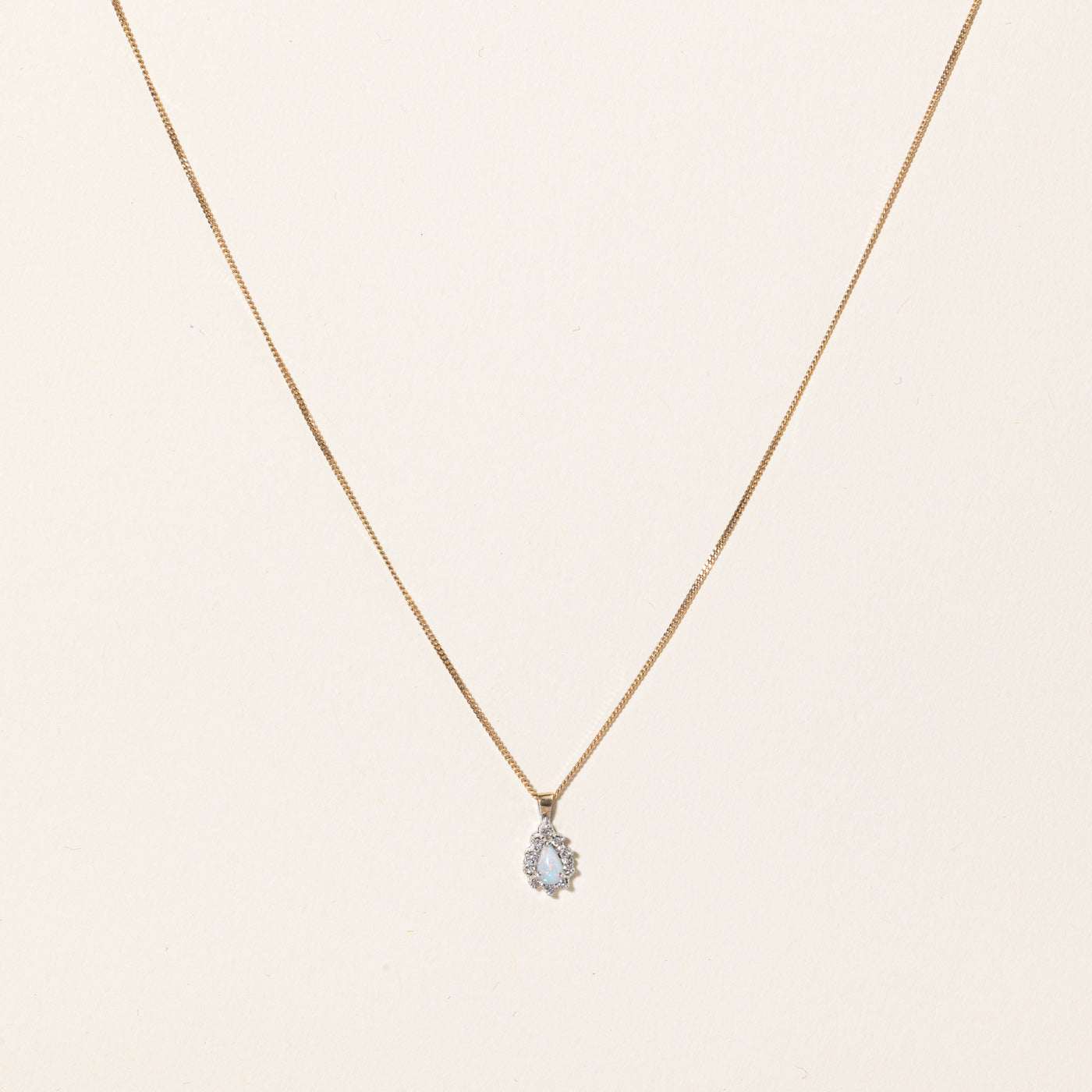 Opal & Diamond Pendant Necklace | 0.11ct, 0.05ctw | 16" |