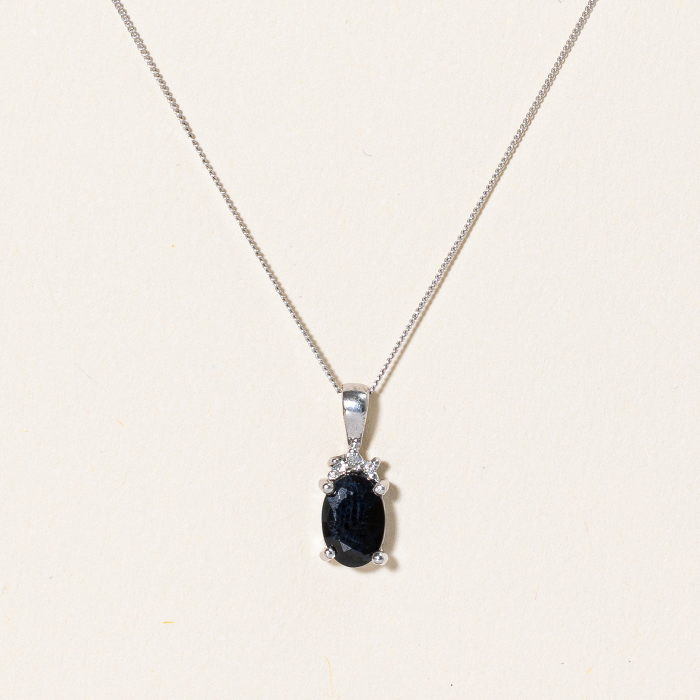 Sapphire & Diamond Pendant Necklace | 0.90ct, 0.01ctw | 18" |