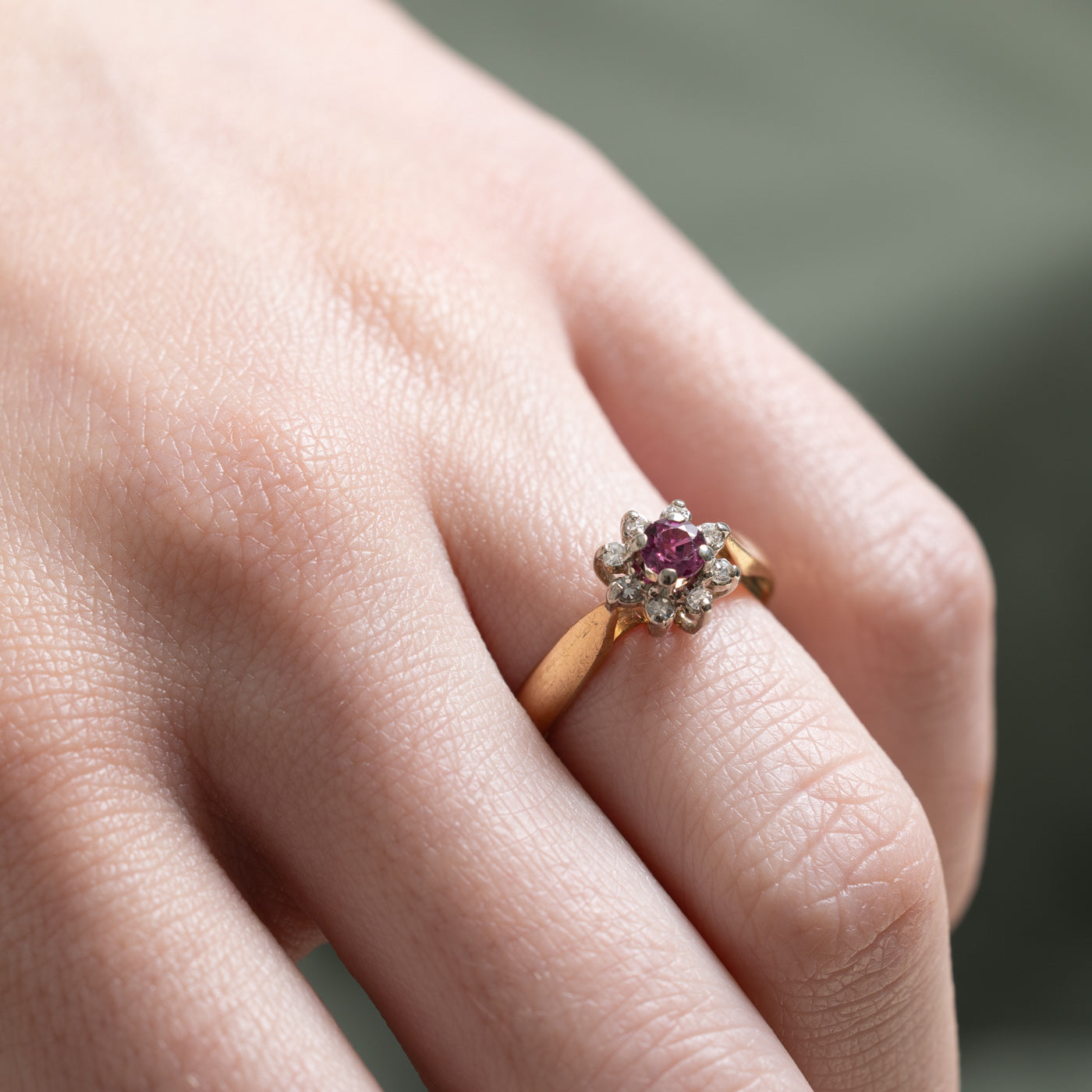 Ruby & Diamond Petal Ring | 0.25ct, 0.08ctw | SZ 6.25