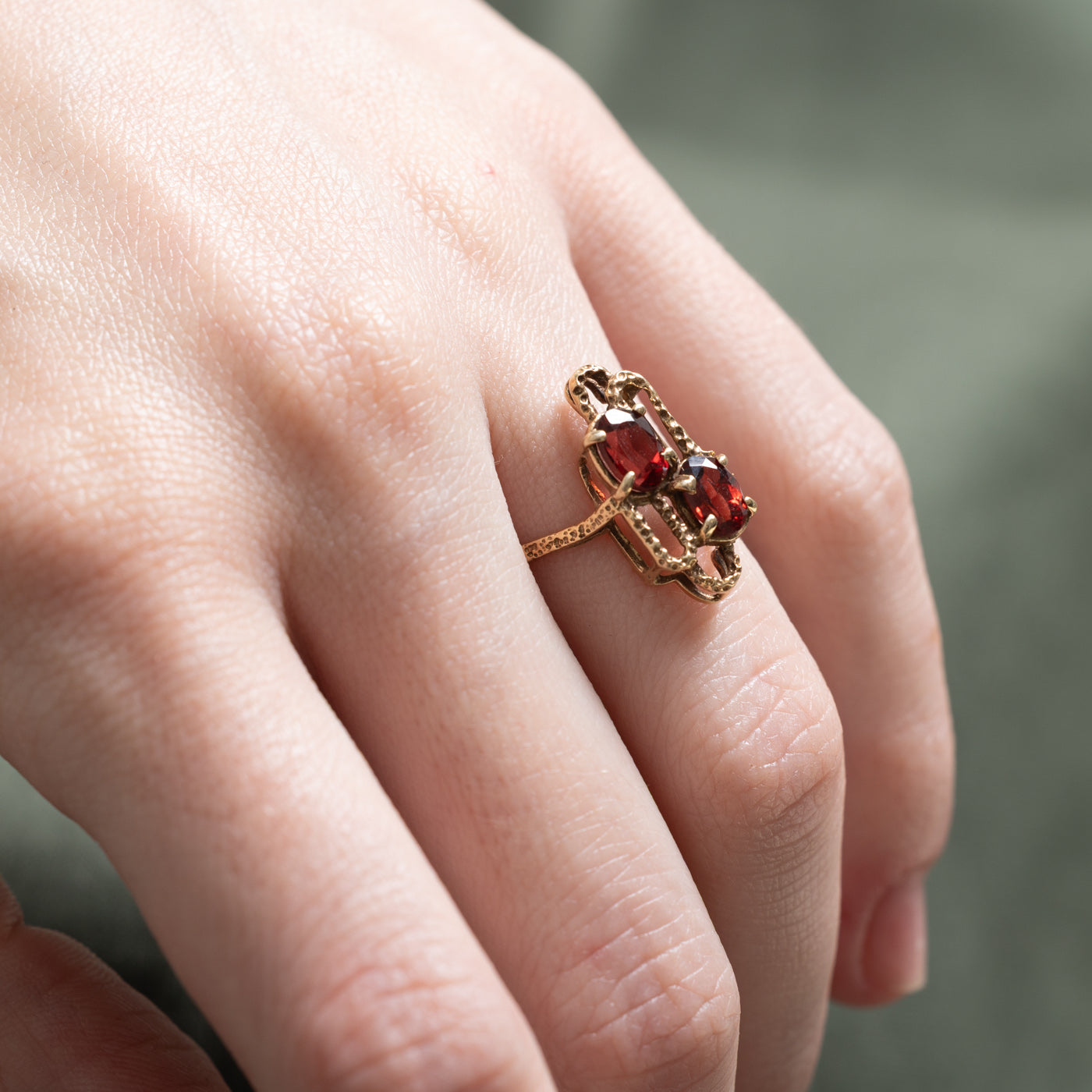 Two Stone Garnet Abstract Ring | 1.00ctw | SZ 5
