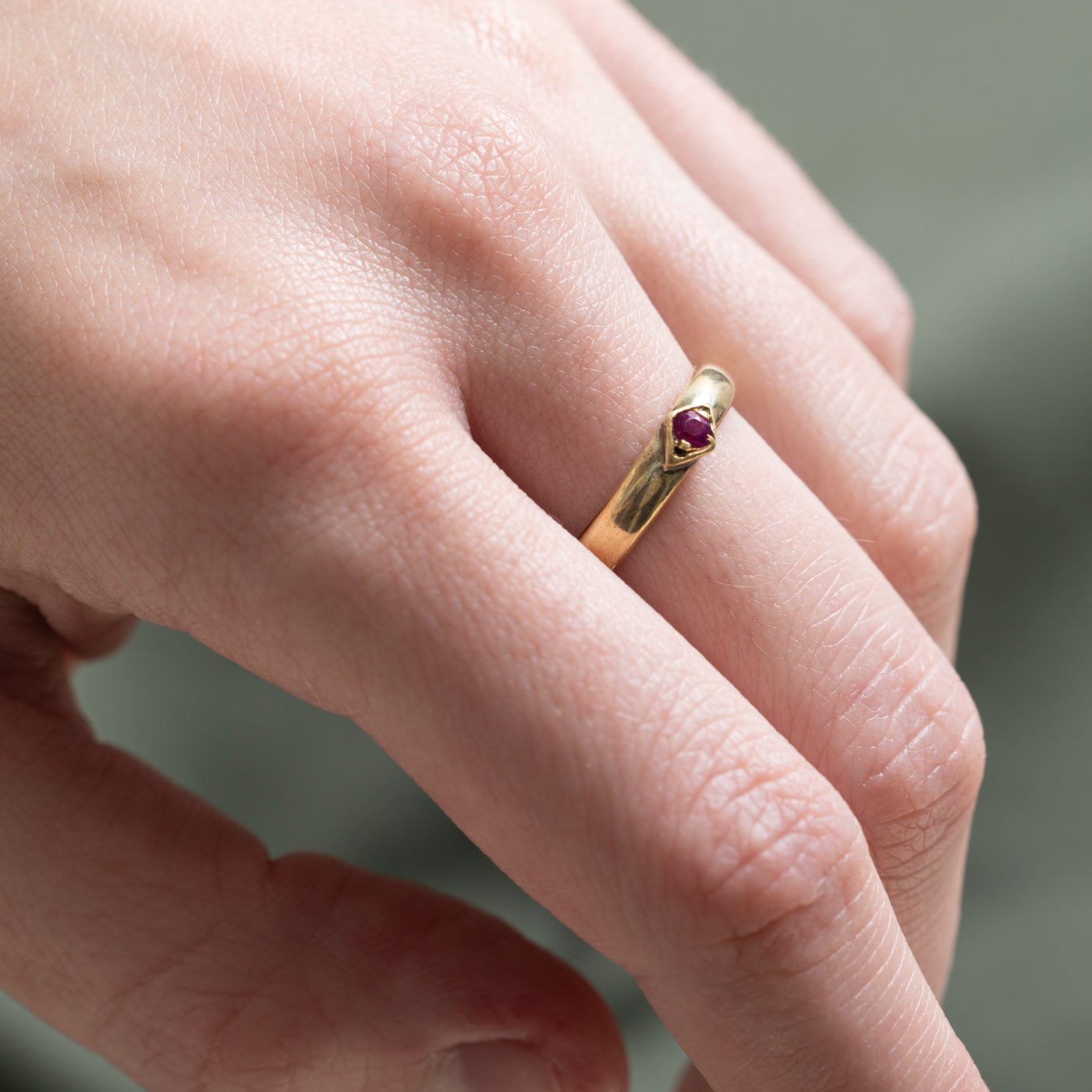 Single Stone Synthetic Ruby Ring | 0.10ct | SZ 6.5