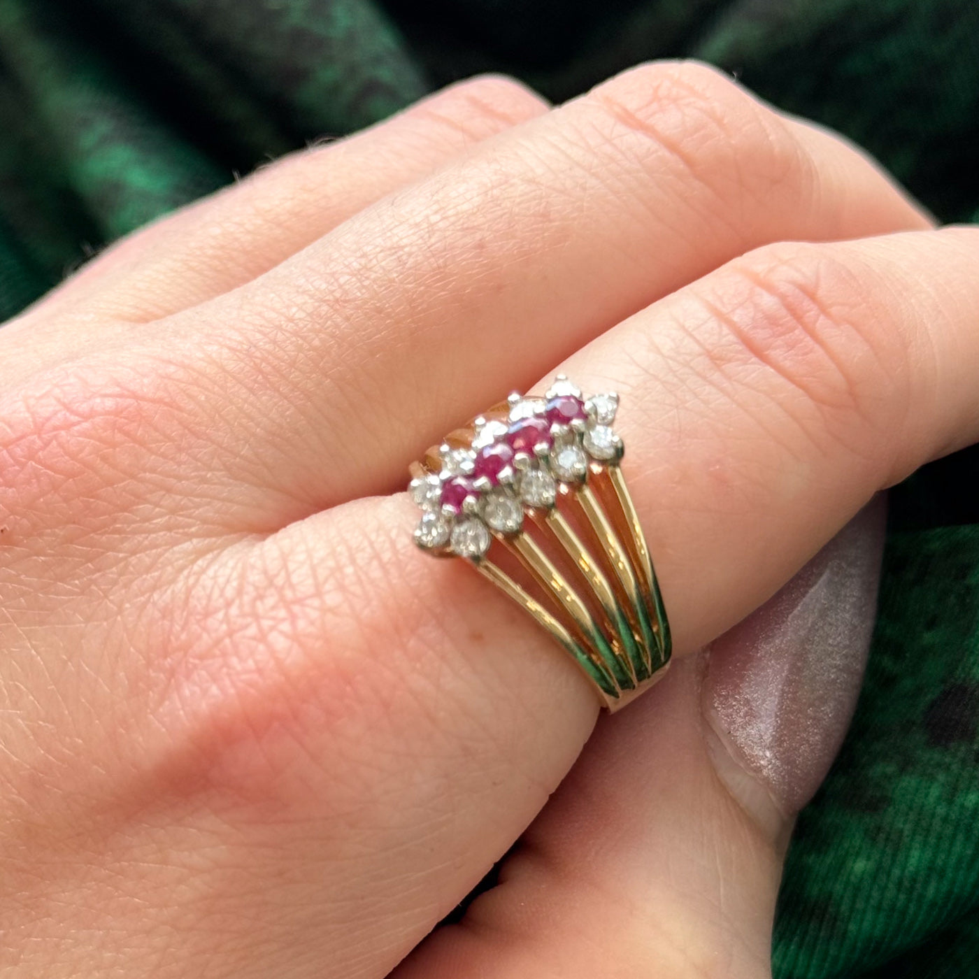 Diamond & Ruby Cocktail Ring | 0.24ctw, 0.22ctw | SZ 6.75 |