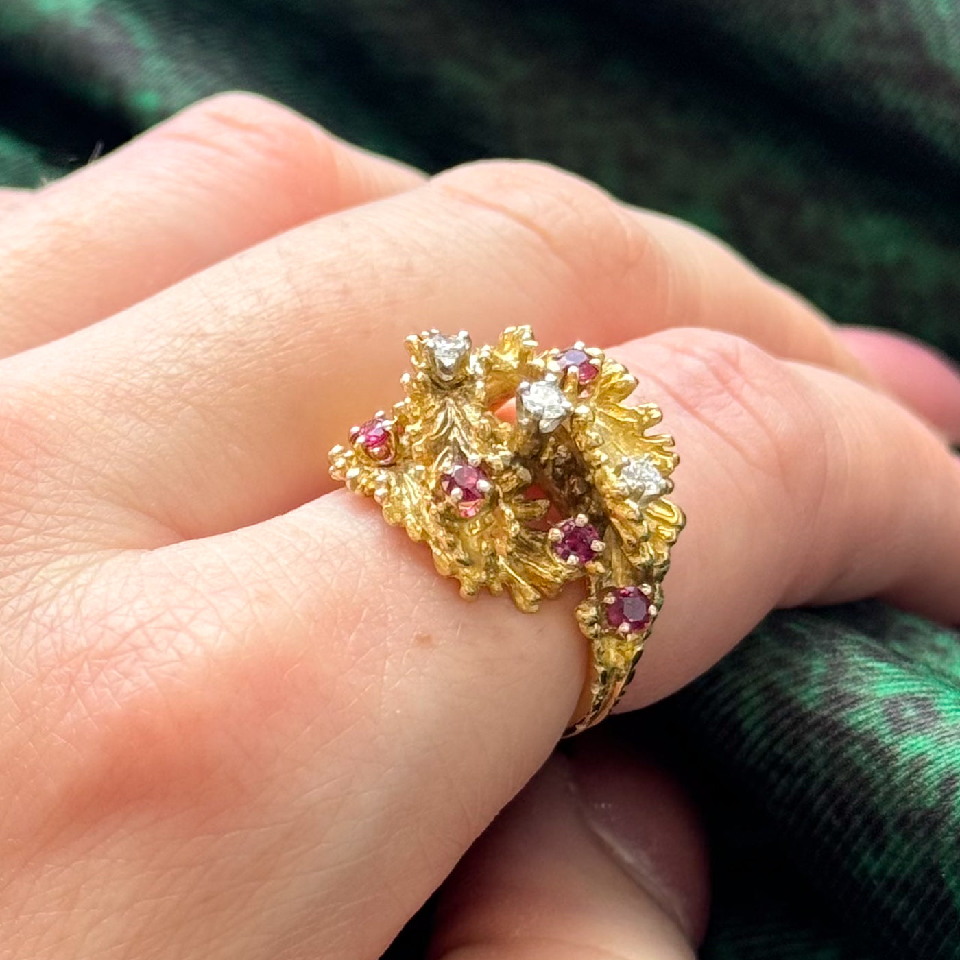 Ruby & Diamond Abstract Ring | 0.32ctw, 0.18ctw | SZ 5.5 |