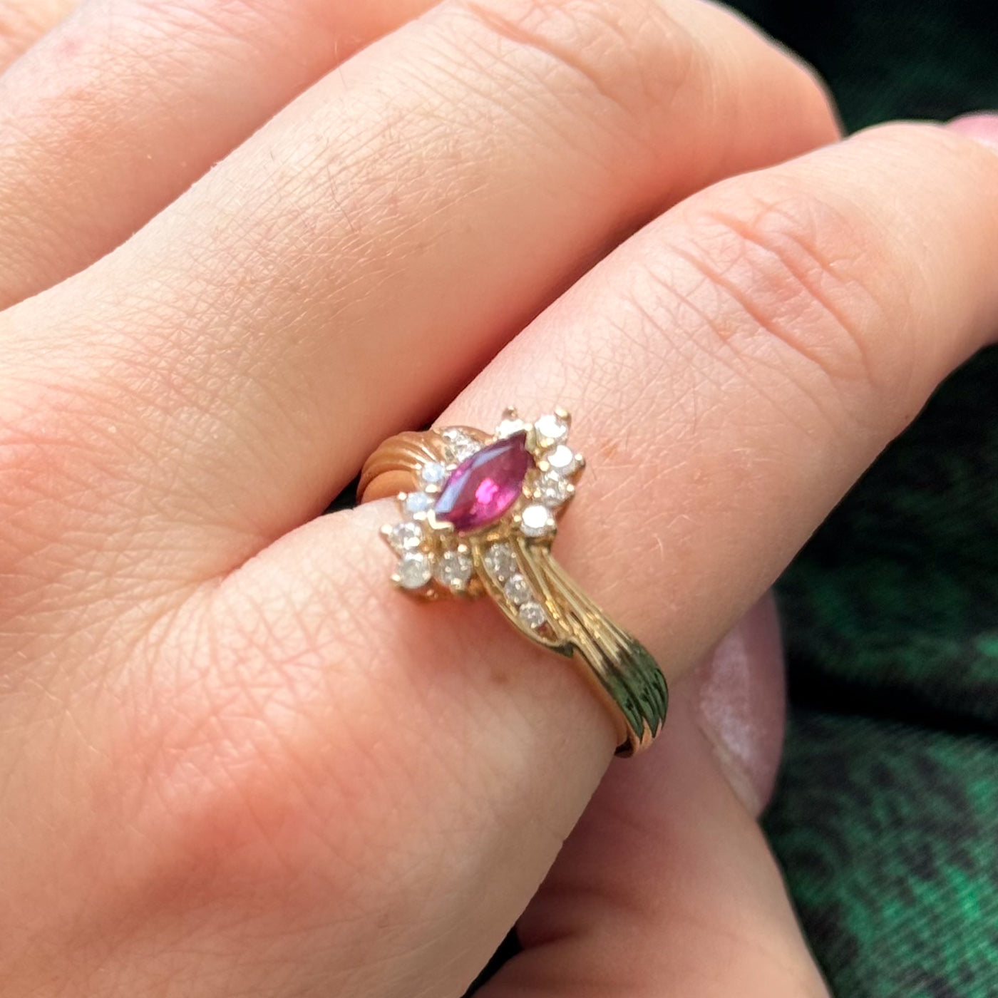 Ruby & Diamond Halo Ring | 0.32ct, 0.24ctw | SZ 8 |