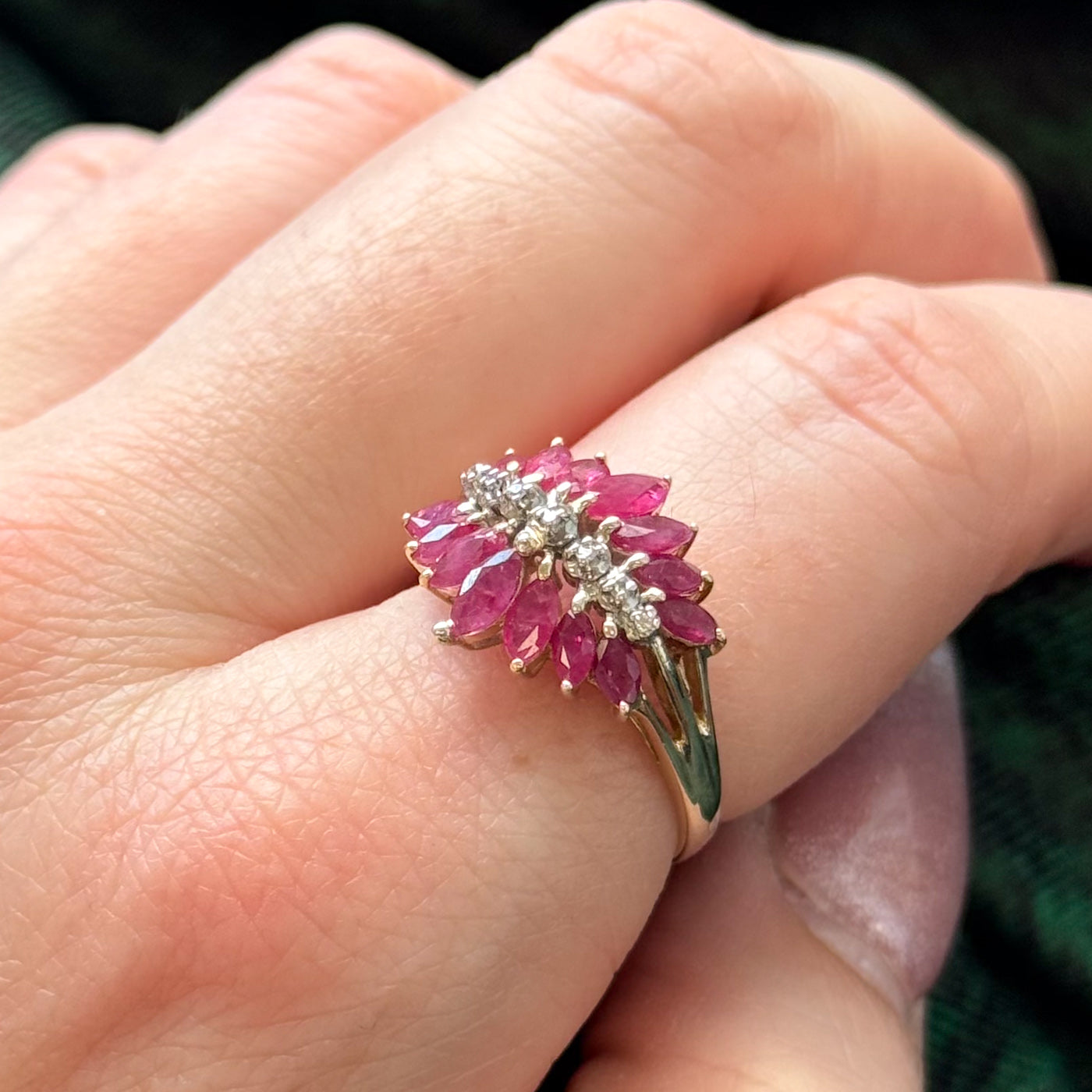 Ruby & Diamond Cocktail Ring | 1.00ctw, 0.035ctw | SZ 6.75 |