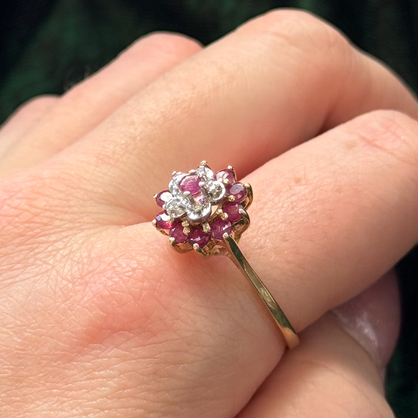Ruby & Clear Sapphire Cocktail Ring | 0.60ctw, 0.025ctw | SZ 12 |