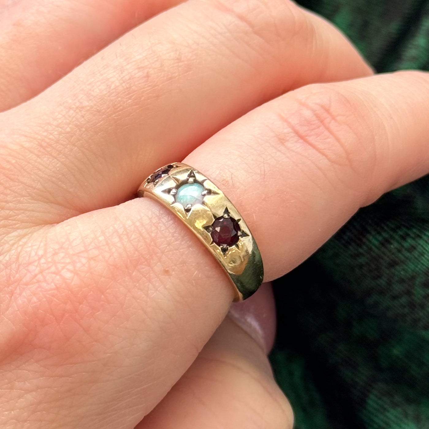 Garnet & Opal Ring | 0.30ctw, 0.04ctw | SZ 6.5 |