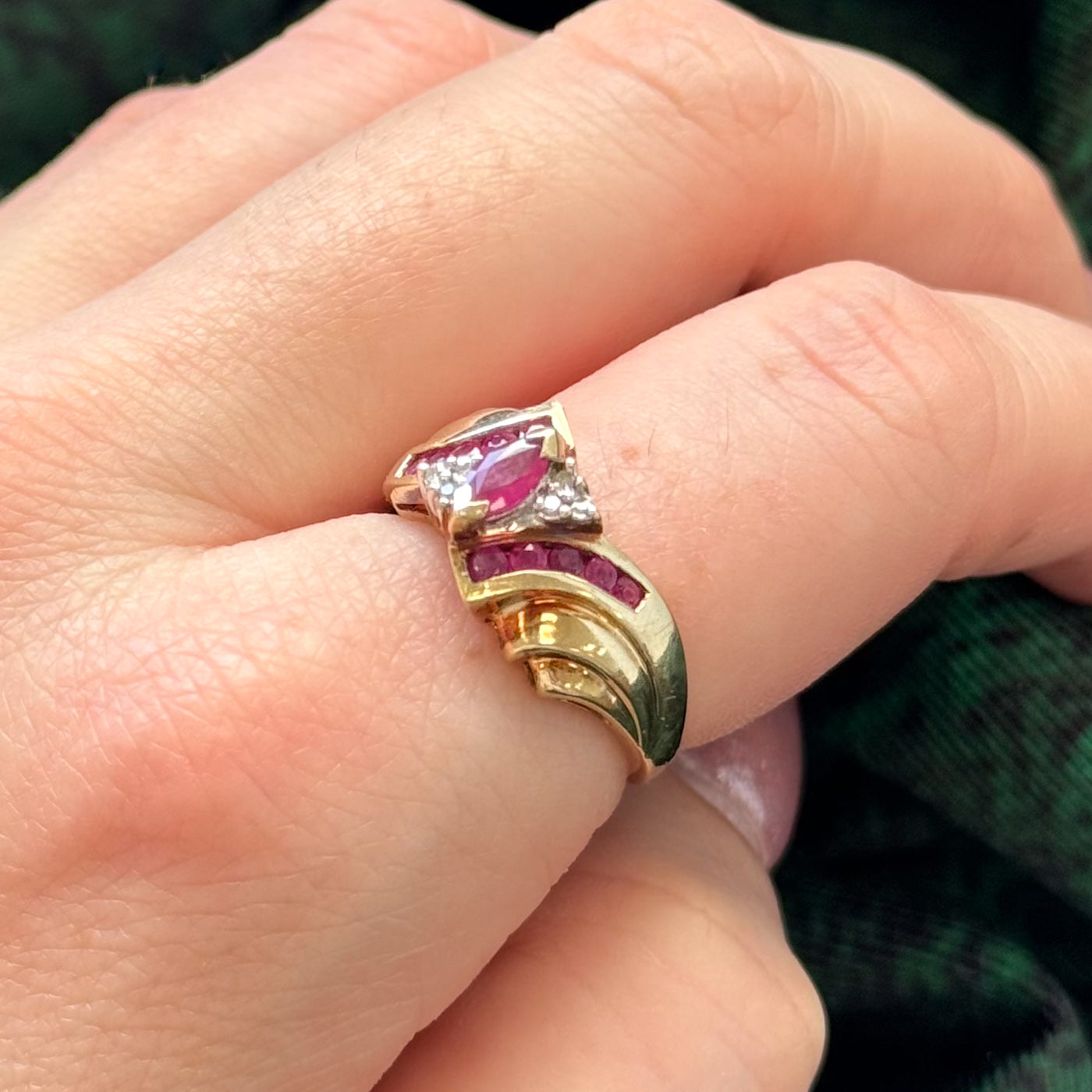 Ruby & Diamond Waterfall Ring | 0.30ctw, 0.02ctw | SZ 7 |