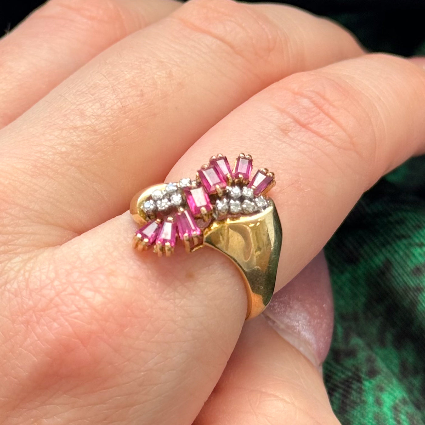 Ruby & Diamond Waterfall Ring | 1.20ctw, 0.06ctw | SZ 7.25 |