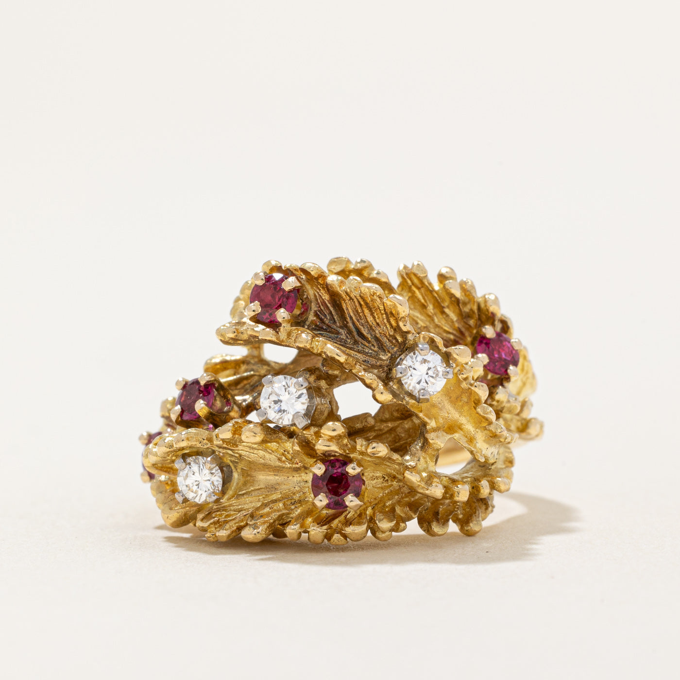 Ruby & Diamond Abstract Ring | 0.32ctw, 0.18ctw | SZ 5.5 |