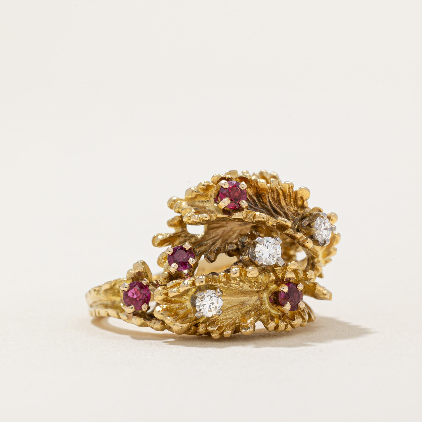 Ruby & Diamond Abstract Ring | 0.32ctw, 0.18ctw | SZ 5.5 |