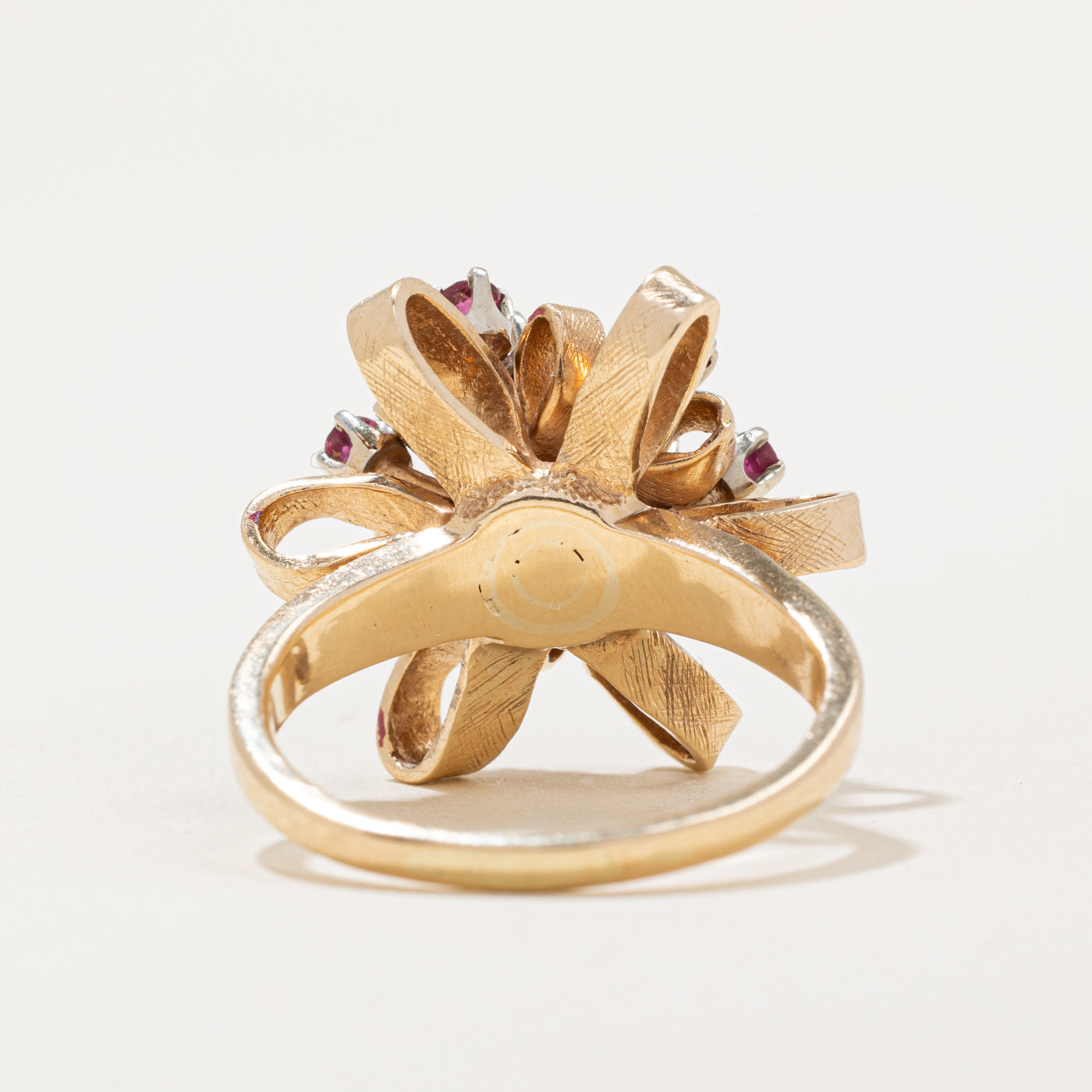 Diamond & Ruby Cocktail Bow Ring | 0.13ctw, 0.10ctw | SZ 7.75 |