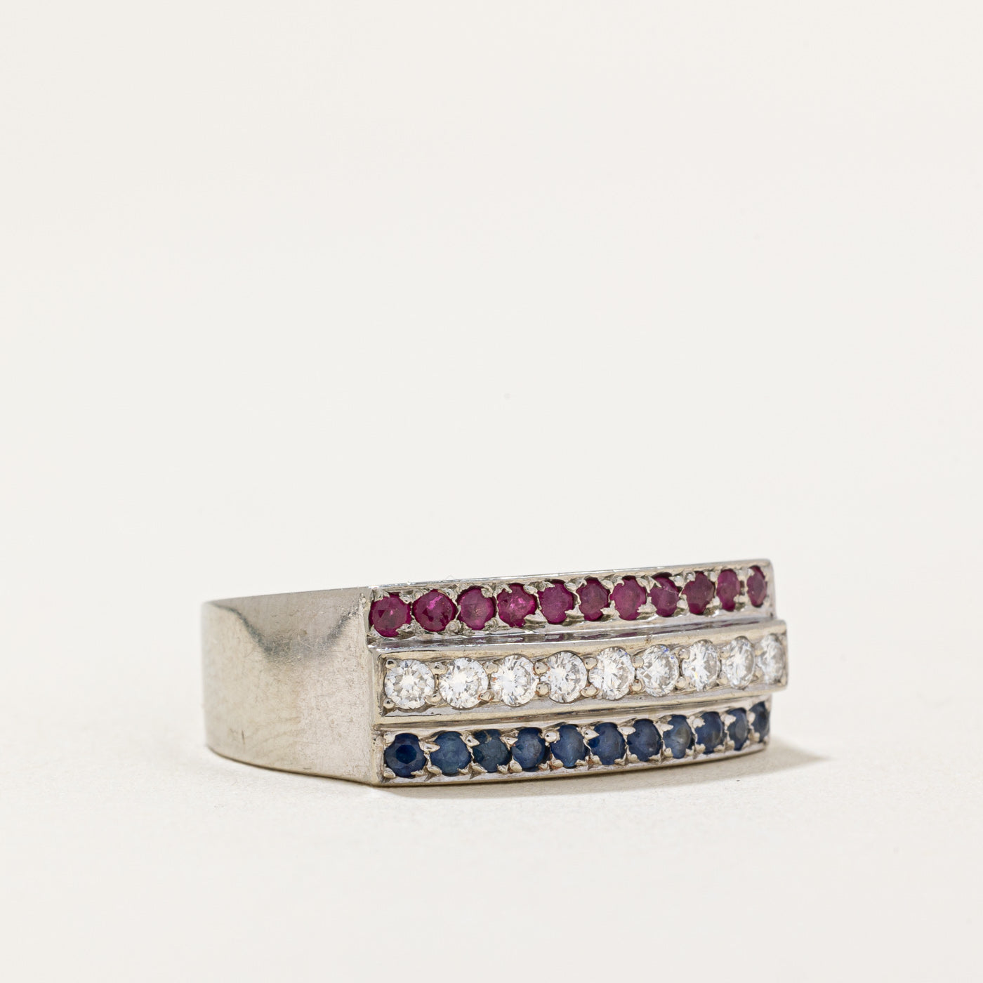 Multi Gemstone 'Red, White & Blue' Ring | 0.40ctw | SZ 6.25 |