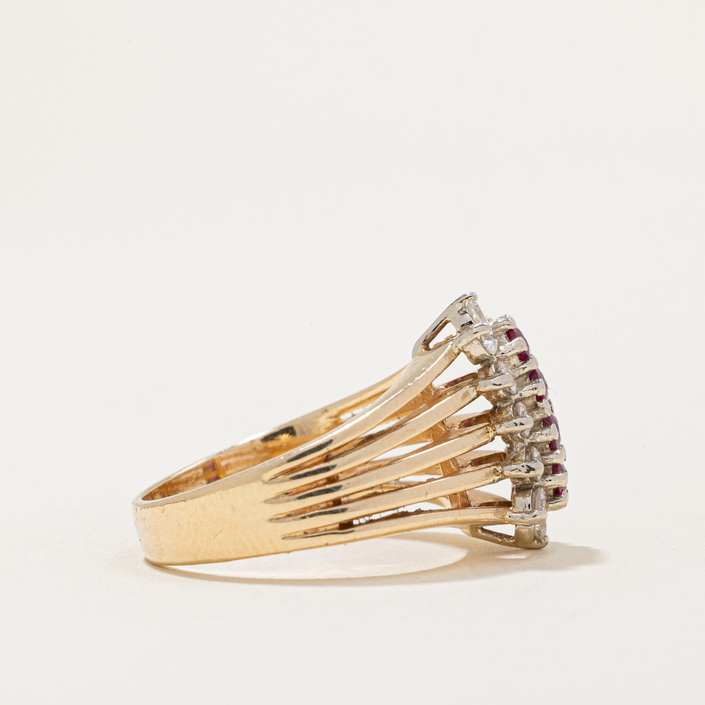 Diamond & Ruby Cocktail Ring | 0.24ctw, 0.22ctw | SZ 6.75 |