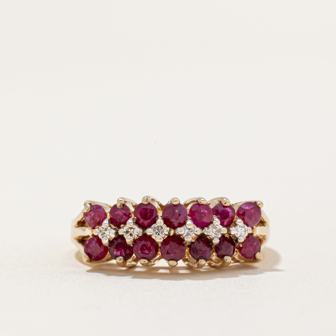 10K Gold Ruby Diamond Cocktail Ring high quality Size 7