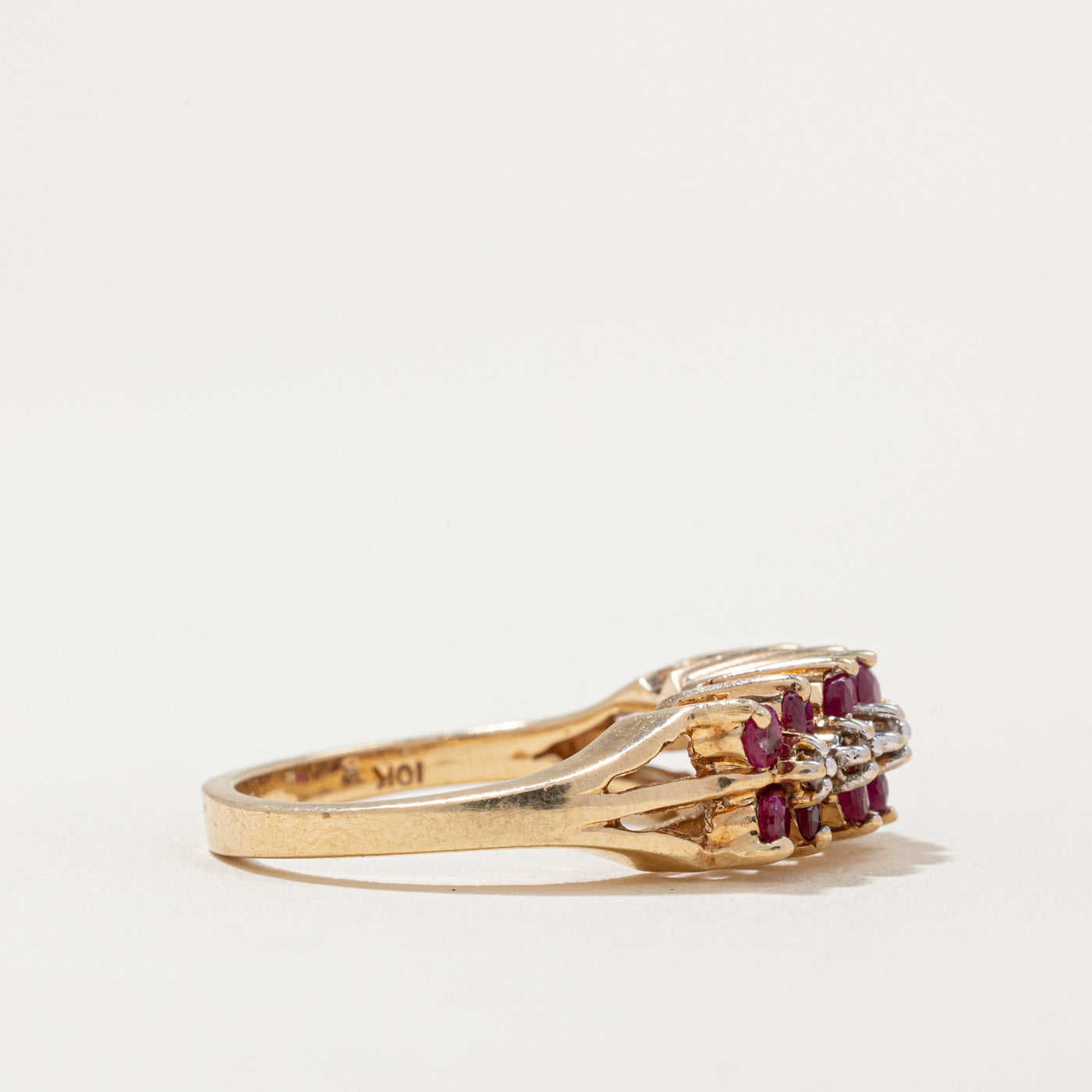 Synthetic Ruby & Natural Diamond Cocktail Ring | 0.77ctw, 0.03ctw | SZ 7.75 |