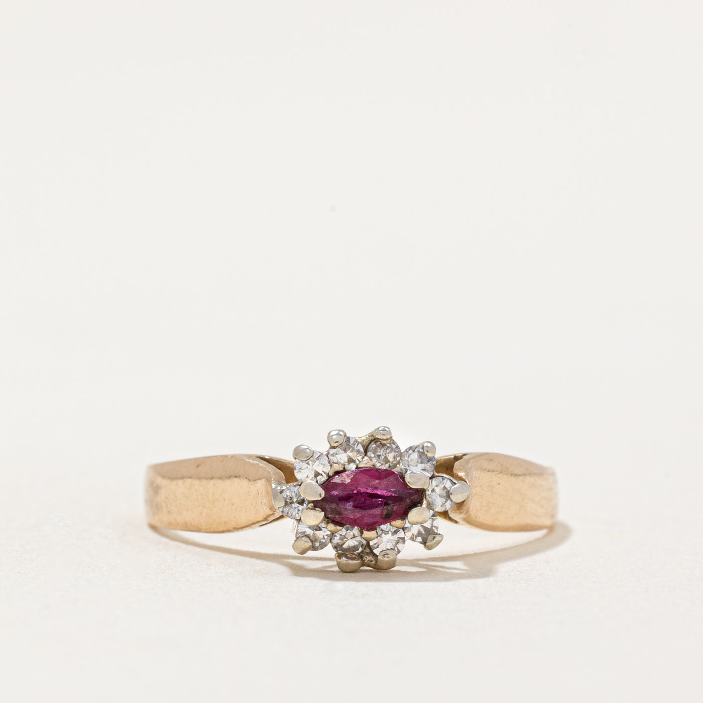 Ruby & Diamond Halo Ring | 0.10ct, 0.05ctw | SZ 4 |