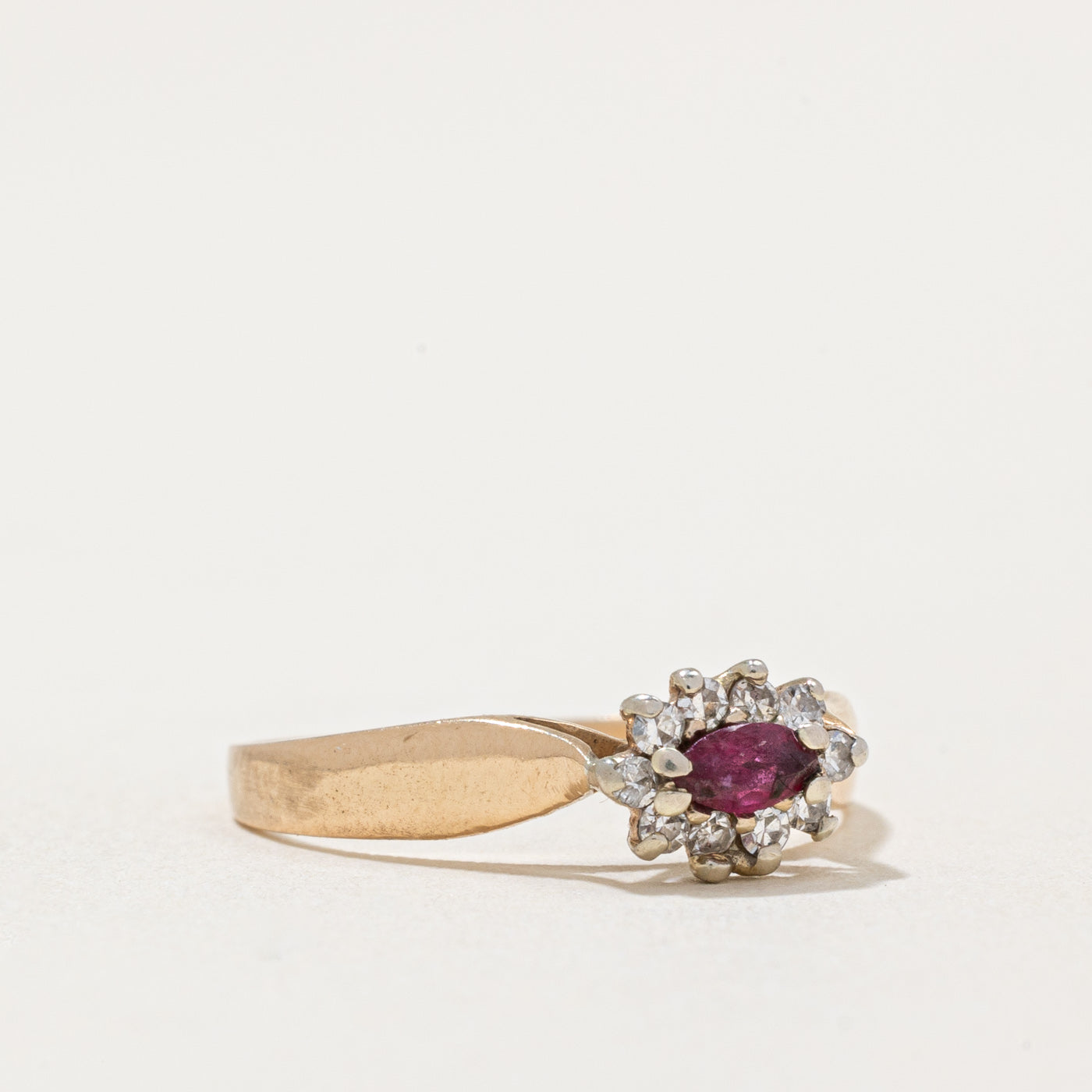 Ruby & Diamond Halo Ring | 0.10ct, 0.05ctw | SZ 4 |