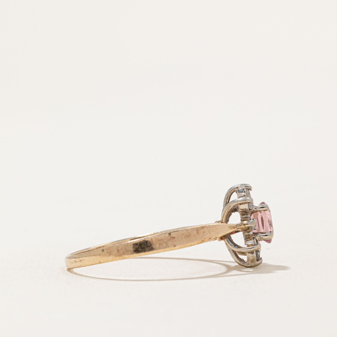 Pink Tourmaline & Diamond Halo Ring | 0.15ct, 0.04ctw | SZ 5.75 |