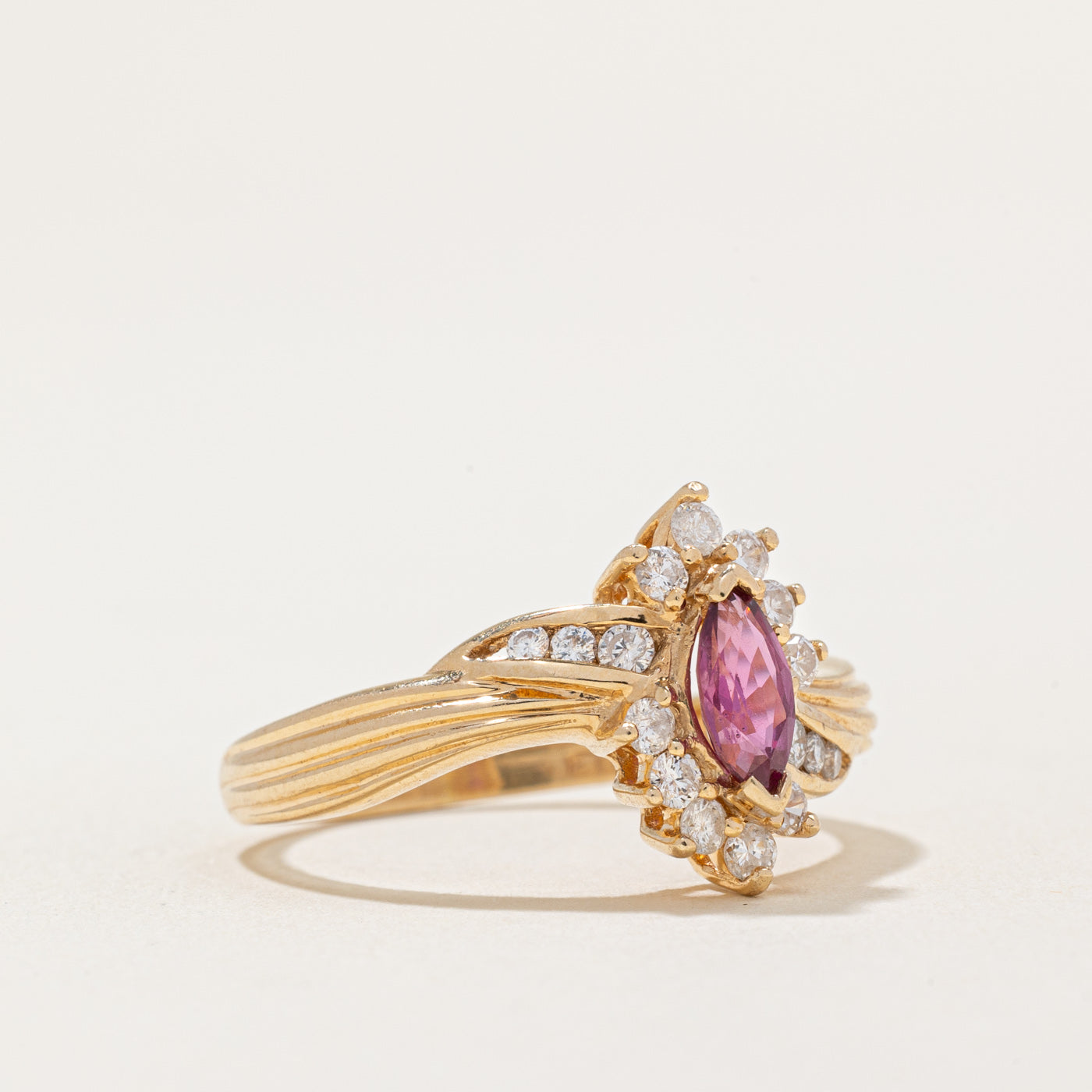 Ruby & Diamond Halo Ring | 0.32ct, 0.24ctw | SZ 8 |