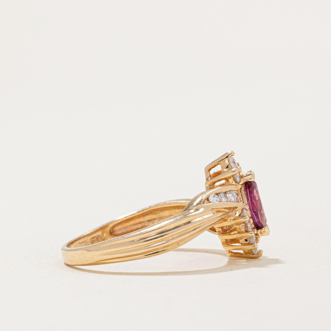 Ruby & Diamond Halo Ring | 0.32ct, 0.24ctw | SZ 8 |
