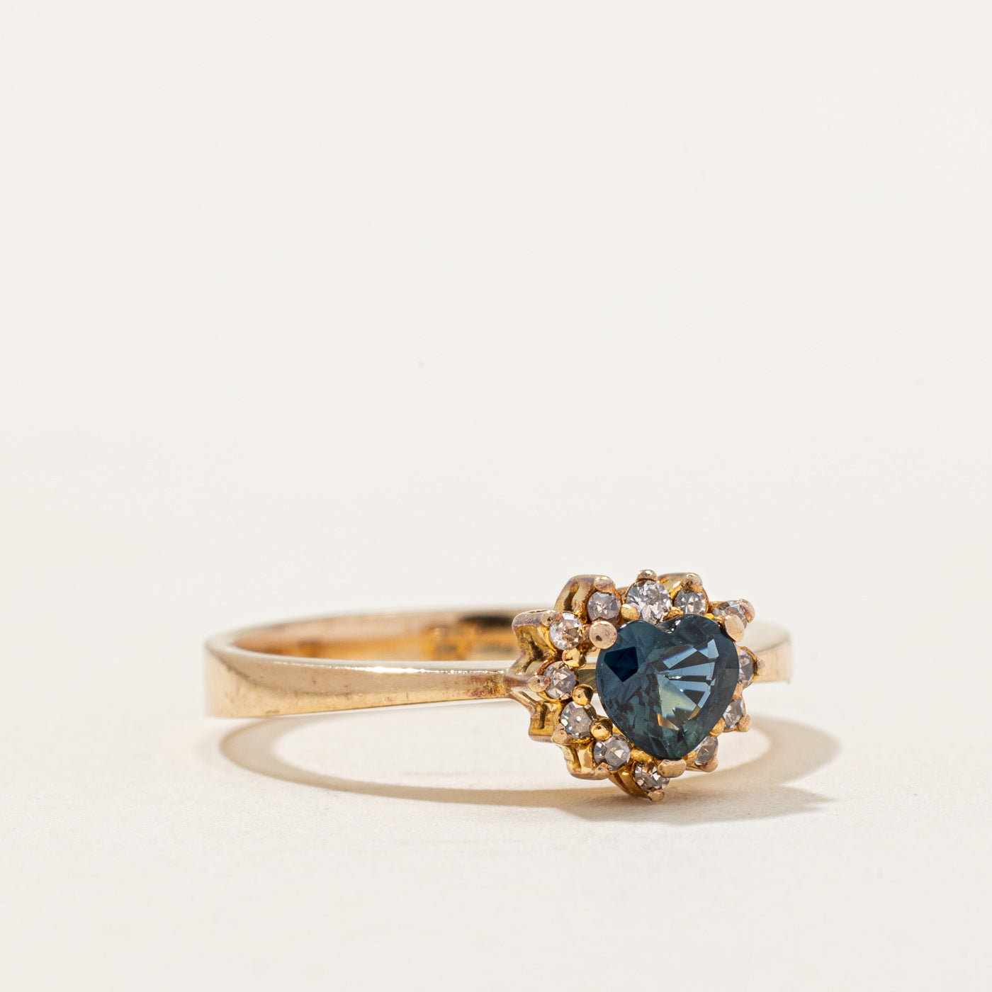 Sapphire & Diamond Halo Heart Ring | 0.30ct, 0.10ctw | SZ 5.75 |