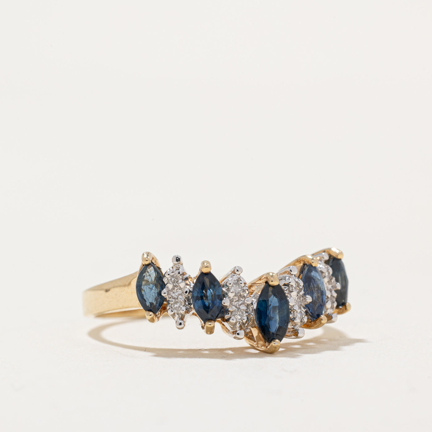 Sapphire & Diamond Chevron Ring | 1.00ctw, 0.03ctw | SZ 6.75 |