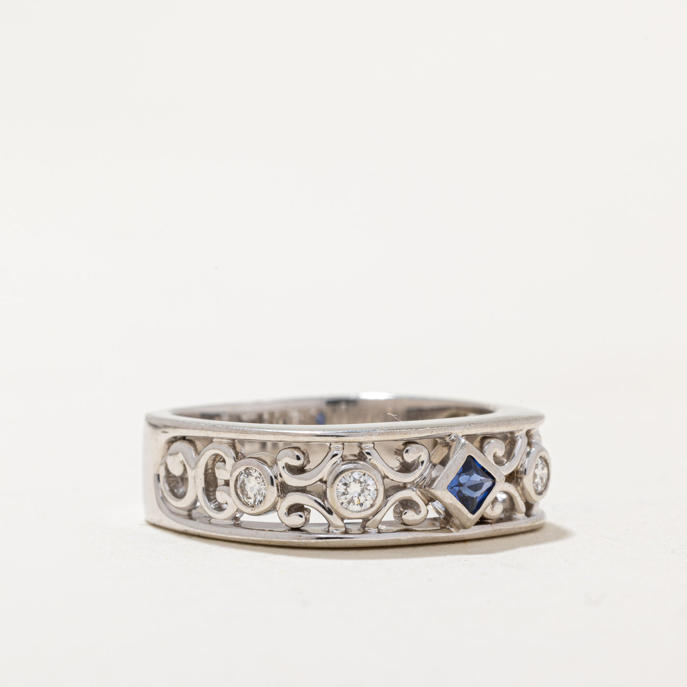 Sapphire & Diamond Soft Square Ring | 0.06ct, 0.10ctw | SZ 5.5 |