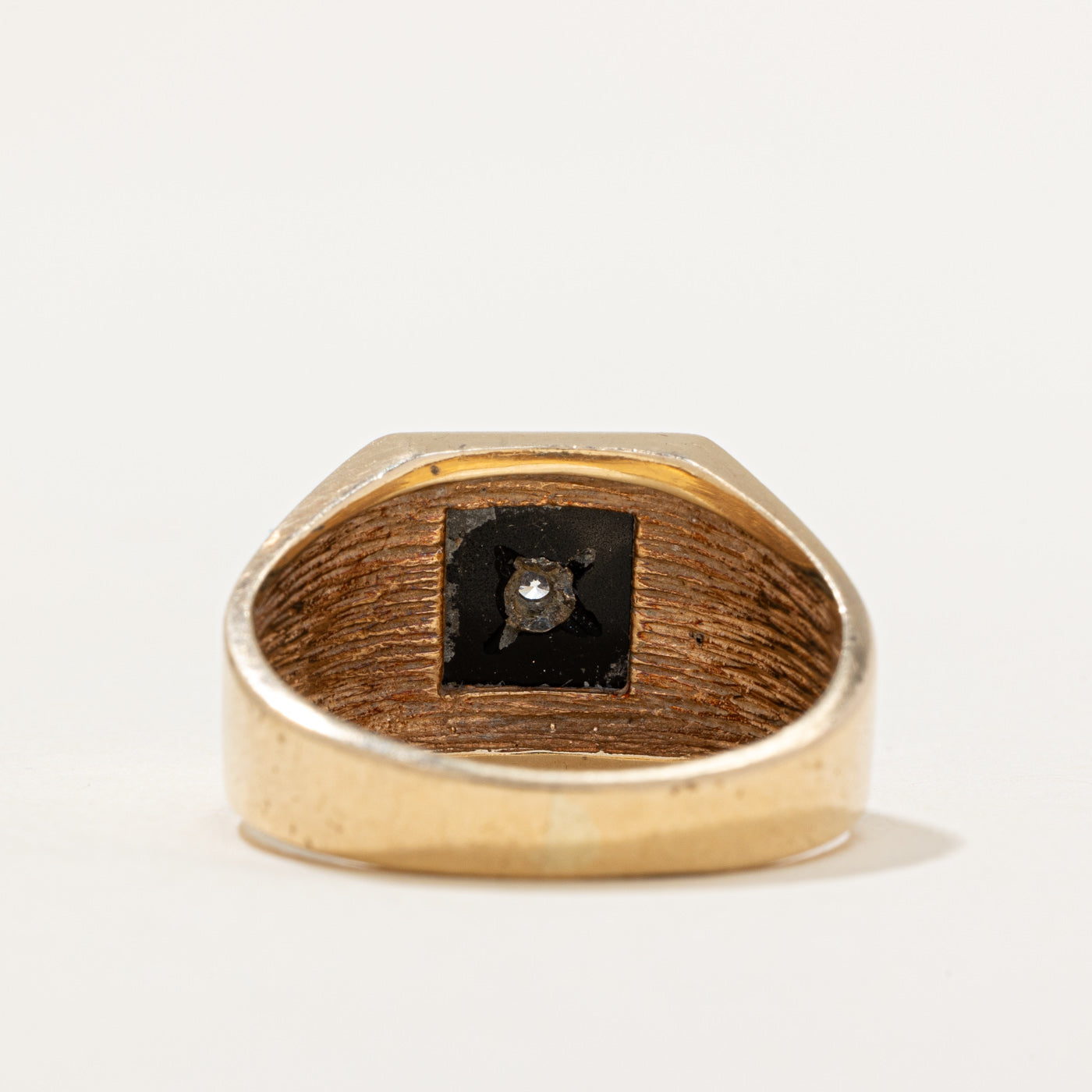 Onyx & Diamond Signet Ring | 0.50ct, 0.05ct | SZ 8.75 |