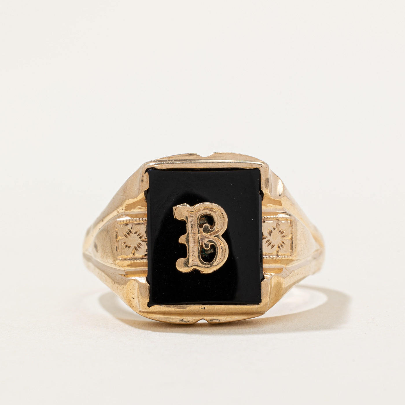 Onyx 'B' Signet Ring | 1.60ct | SZ 11 |