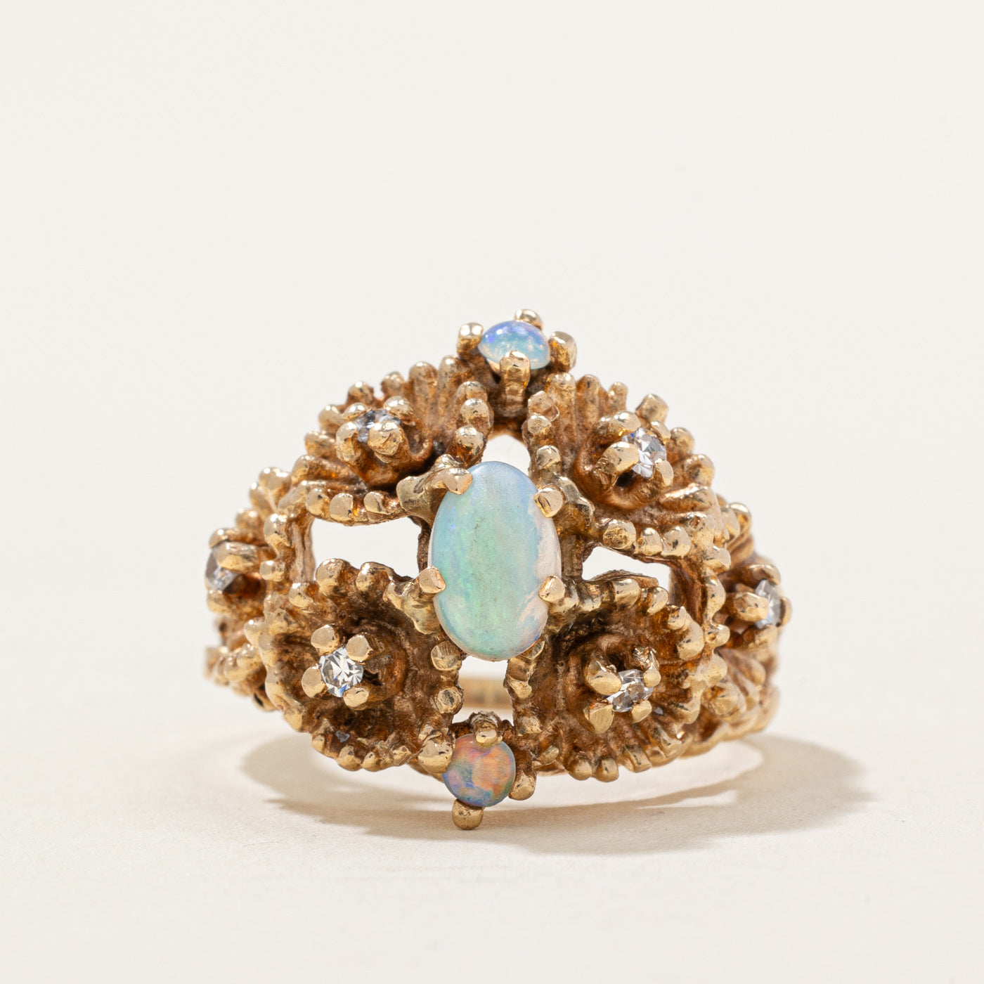 Opal & Diamond Cocktail Ring | 0.40ctw, 0.03ctw | SZ 6 |