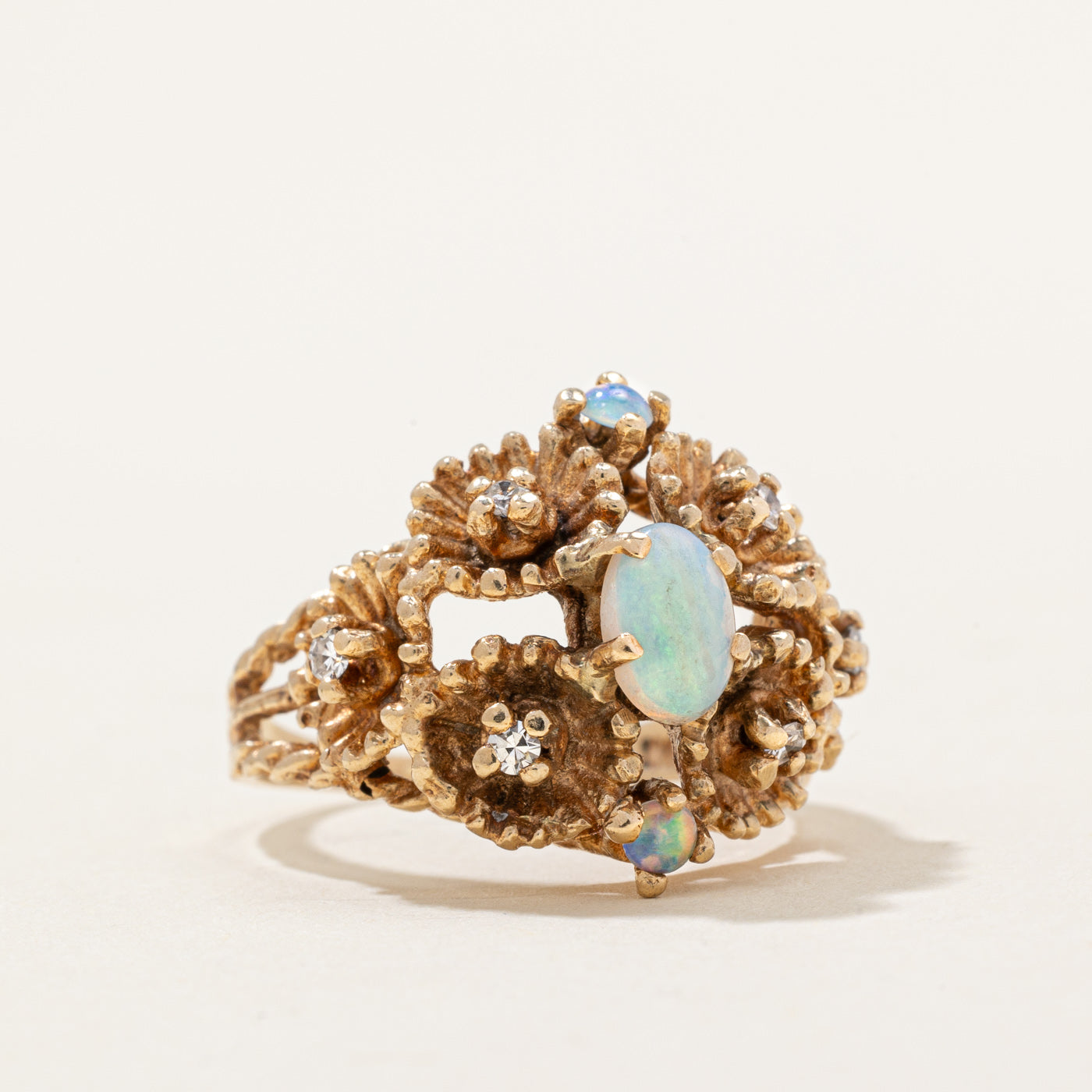 Opal & Diamond Cocktail Ring | 0.40ctw, 0.03ctw | SZ 6 |