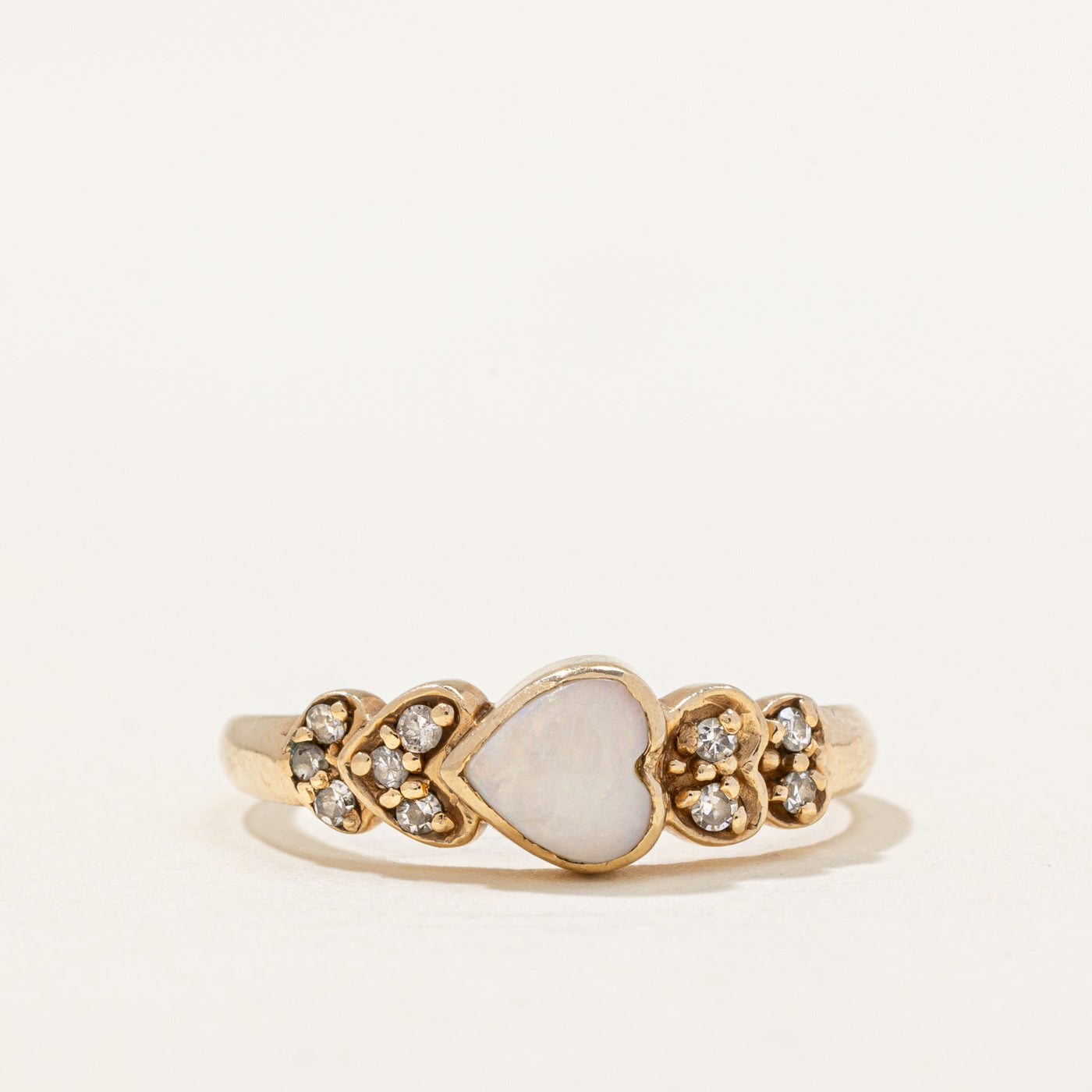 Opal & Diamond Heart Ring | 0.20ct, 0.05ctw | SZ 6 |