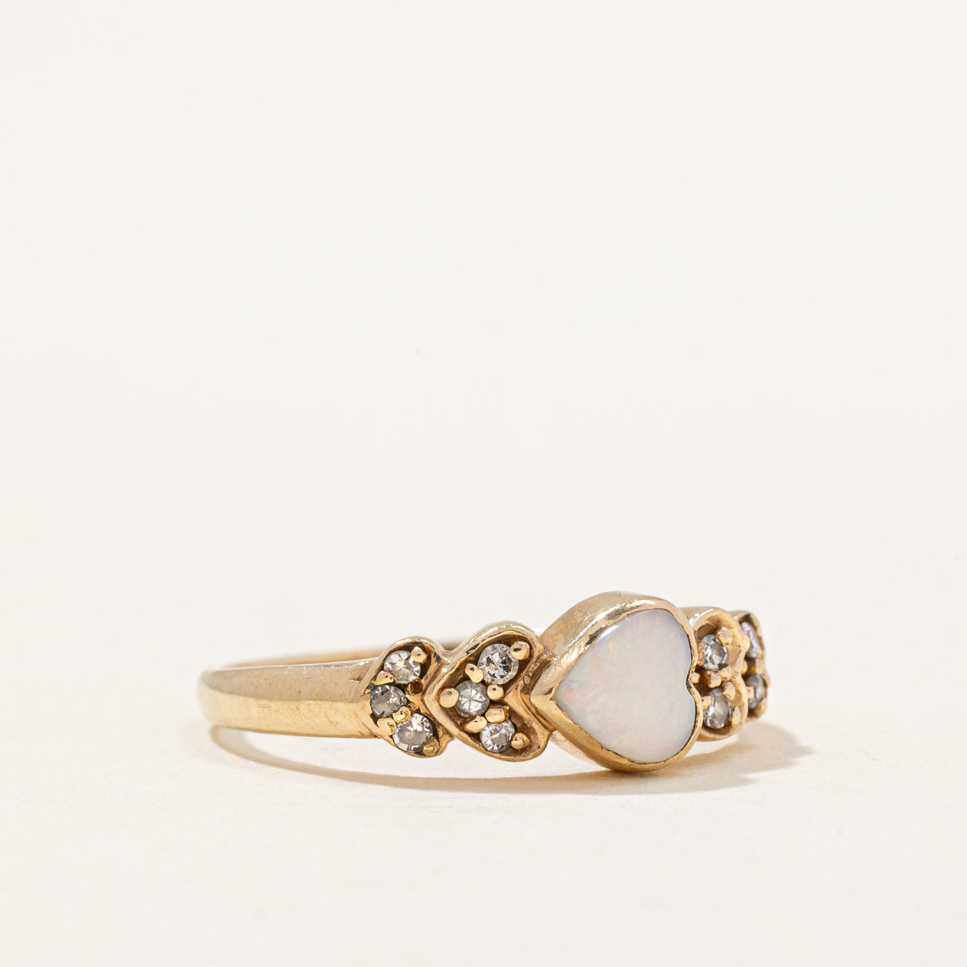 Opal & Diamond Heart Ring | 0.20ct, 0.05ctw | SZ 6 |