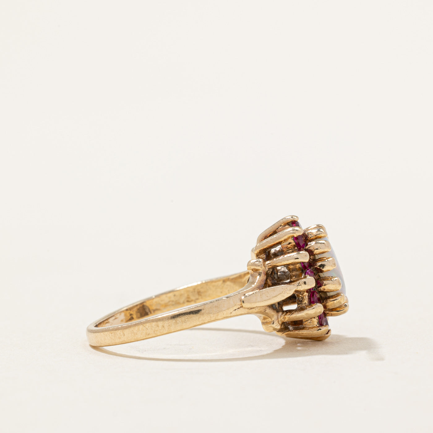 Opal & Synthetic Ruby Halo Ring | 0.31ct, 0.30ctw | SZ 5.25 |