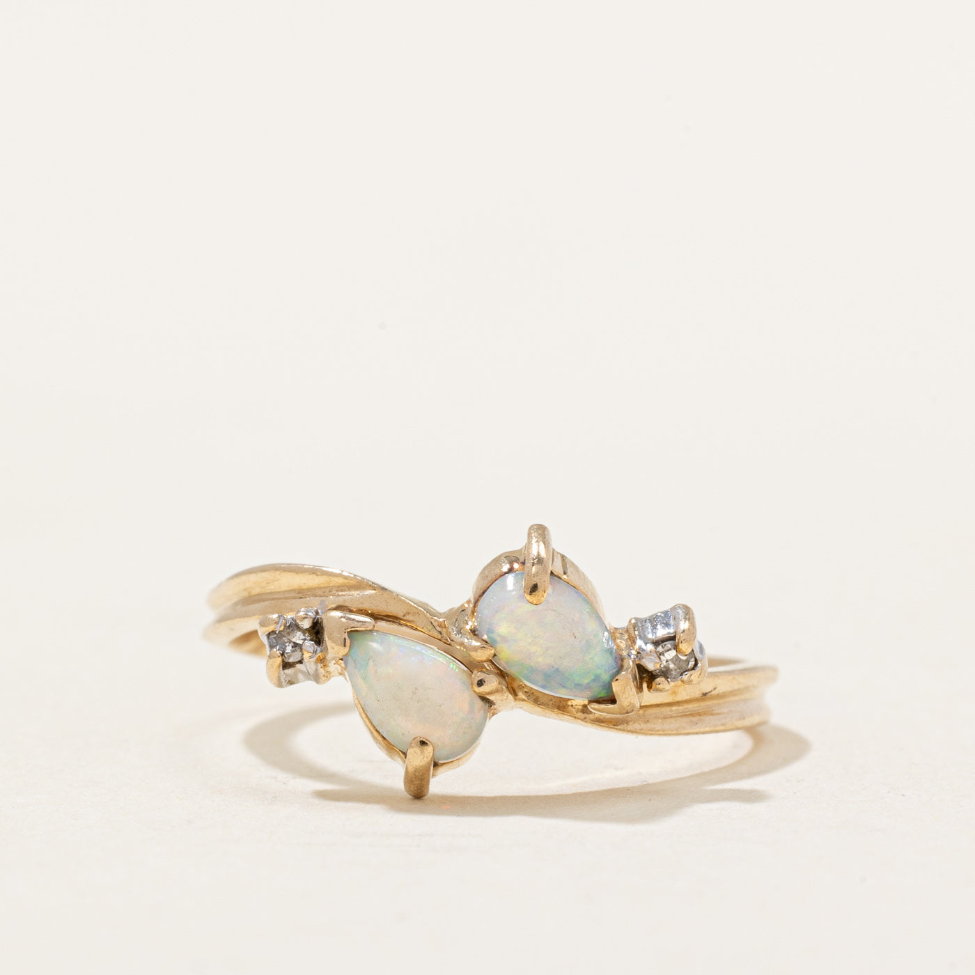 Opal & Diamond Bypass Ring | 0.20ctw, 0.01ctw | SZ 4.75 |