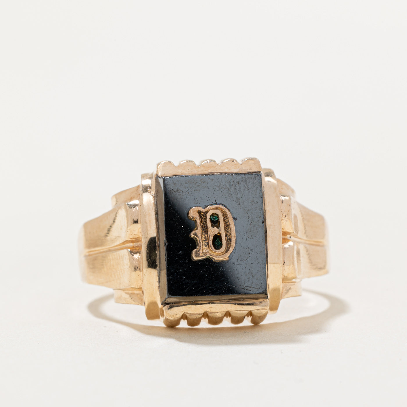 Hematite 'D' Signet Ring | 5.00ct | SZ 12.25 |
