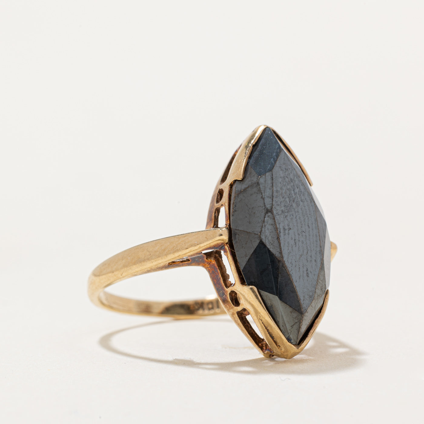 Hematite Marquise Cabochon Ring | 3.40ct | SZ 4.75 |
