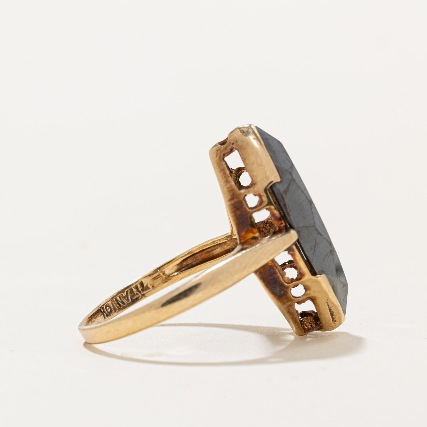 Hematite Marquise Cabochon Ring | 3.40ct | SZ 4.75 |