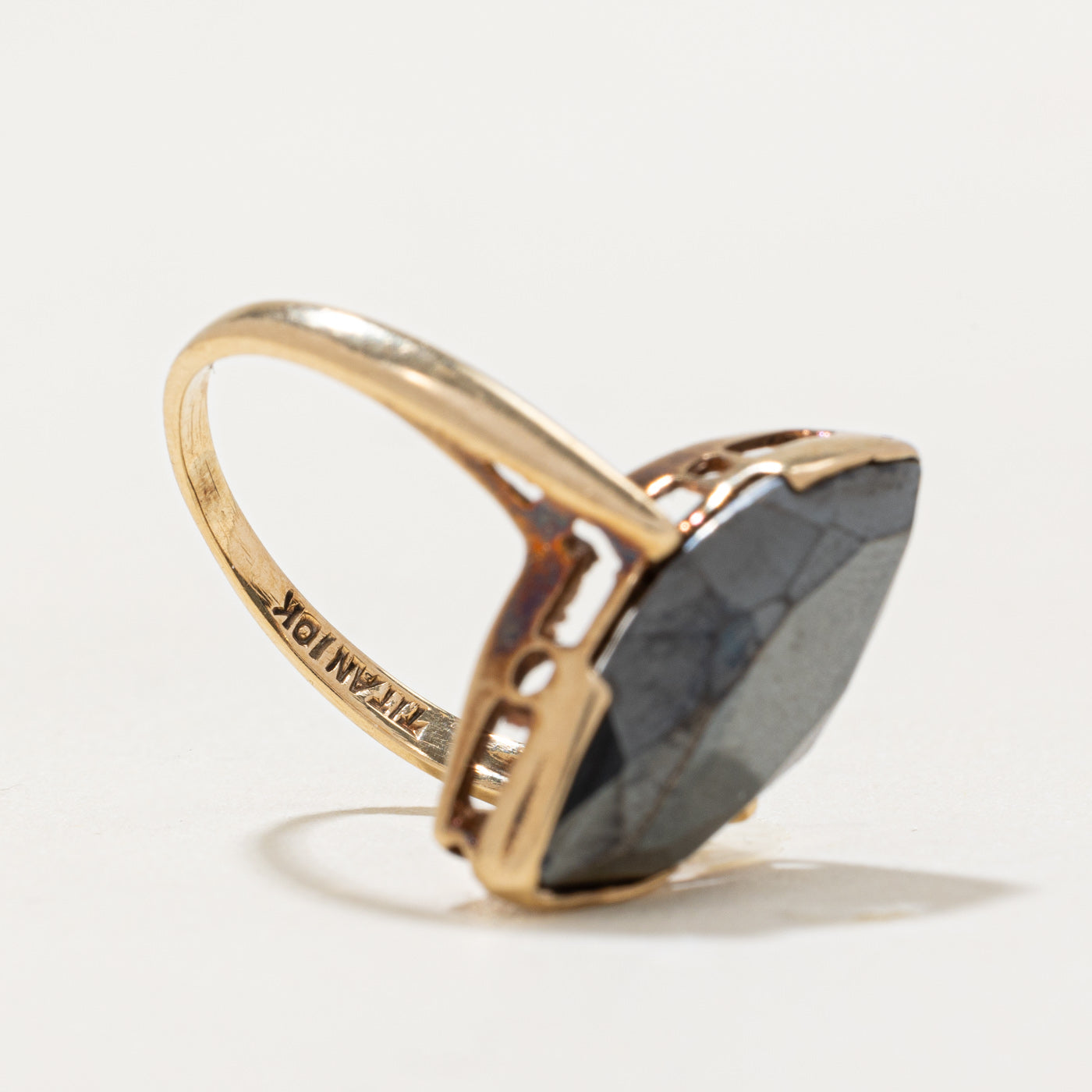 Hematite Marquise Cabochon Ring | 3.40ct | SZ 4.75 |