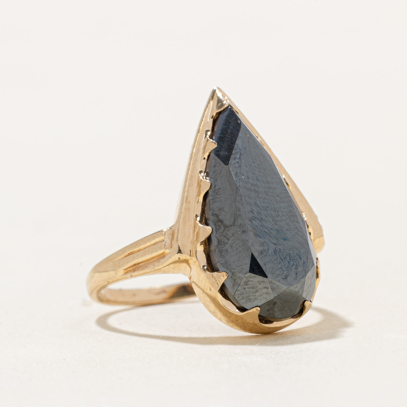 Hematite Pear Ring | 4.00ct | SZ 5 |